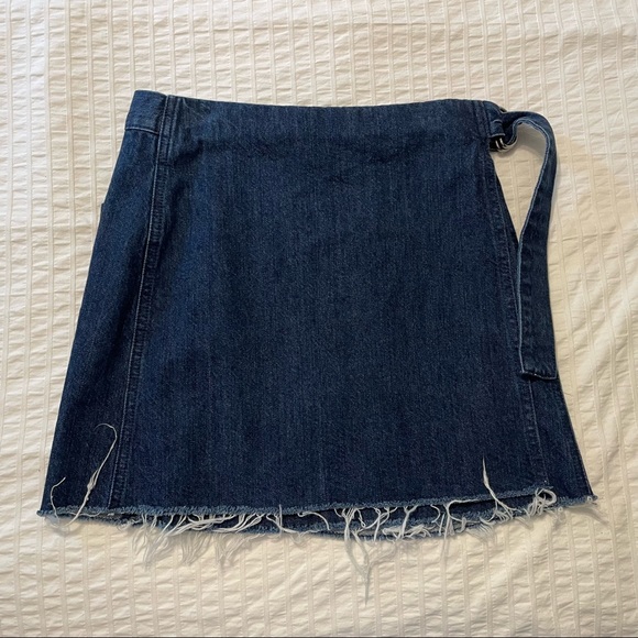 Madewell Raw Hem Denim Wrap Mini Skirt - Picture 3 of 9